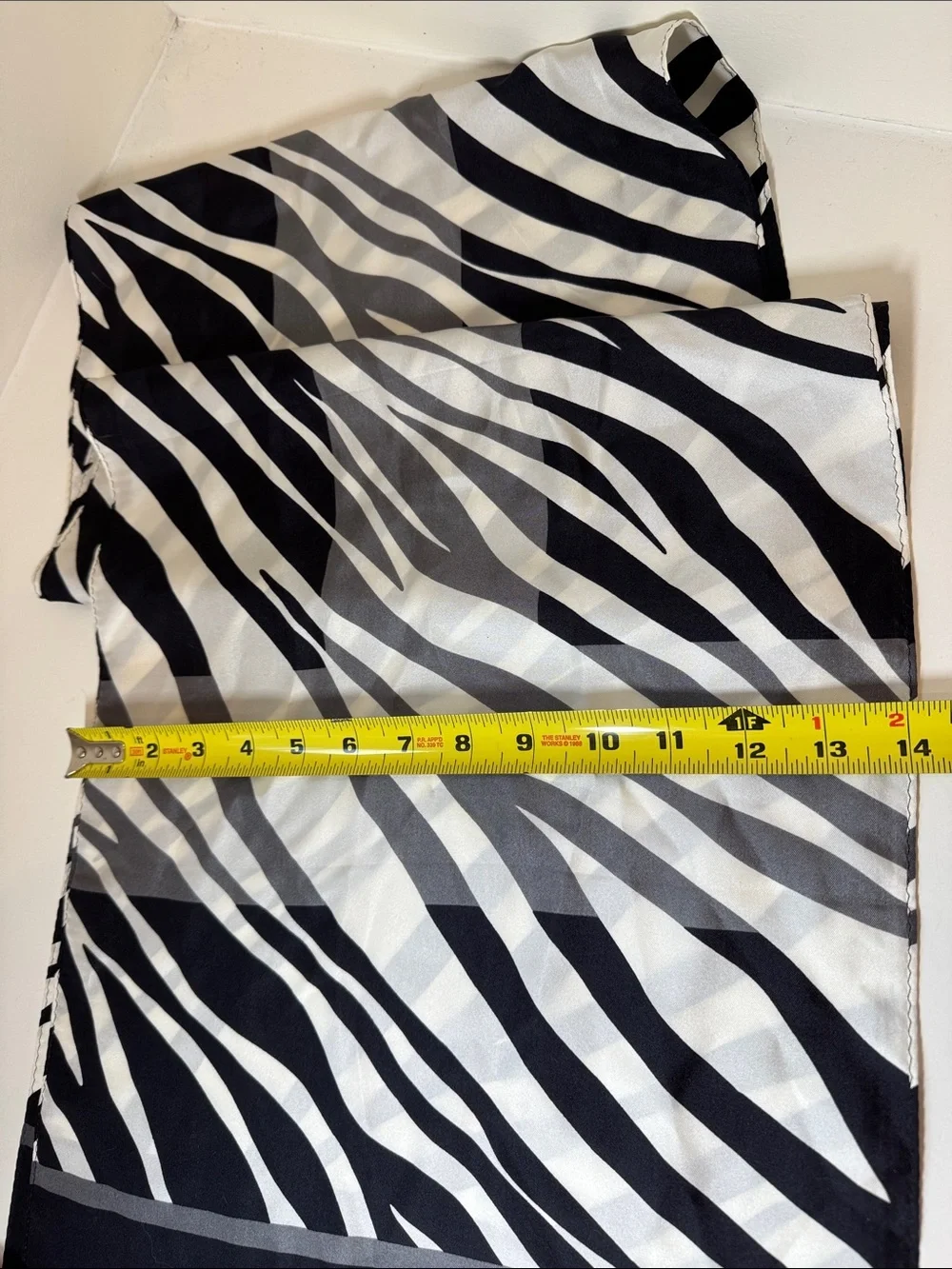 Unbranded silky black and white zebra print scarf.